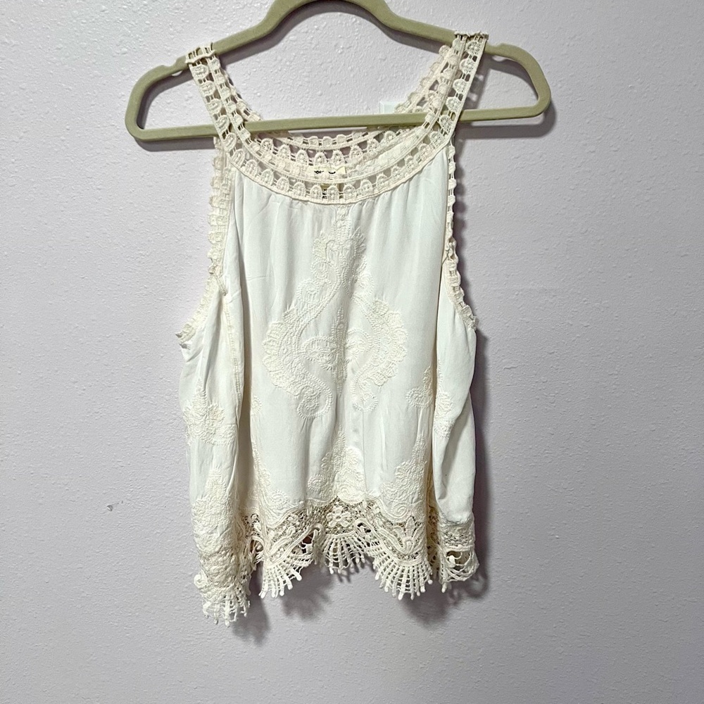 Ultra Flirt Cream Embellished‎ Cropped Tank Top